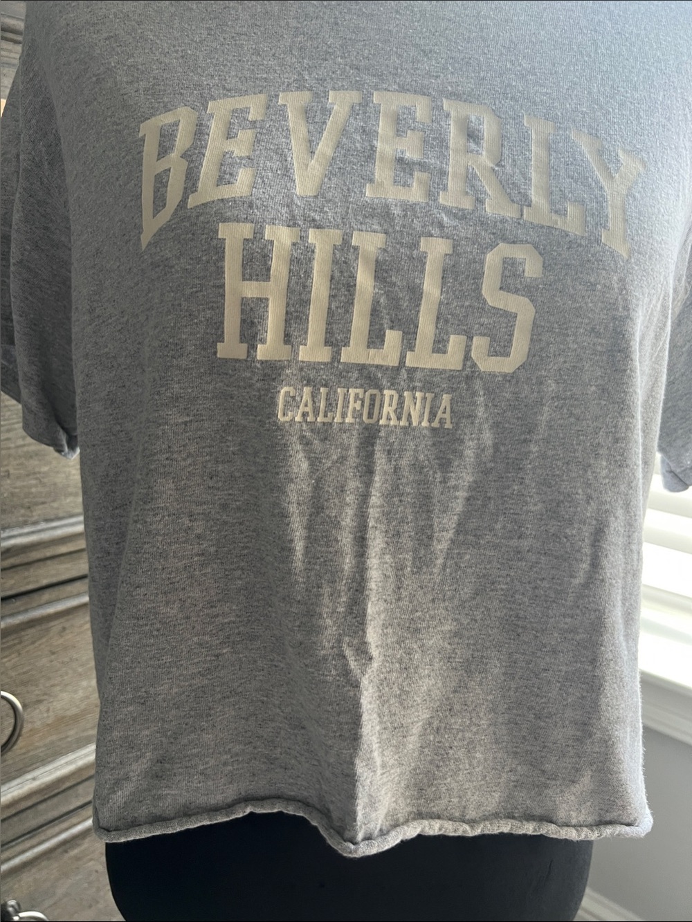 Miss Selfridge Gray Cropped Graphic Tee